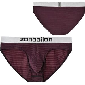 NWOT Zonbailon dri fit burgandy striped briefs Size 2XL